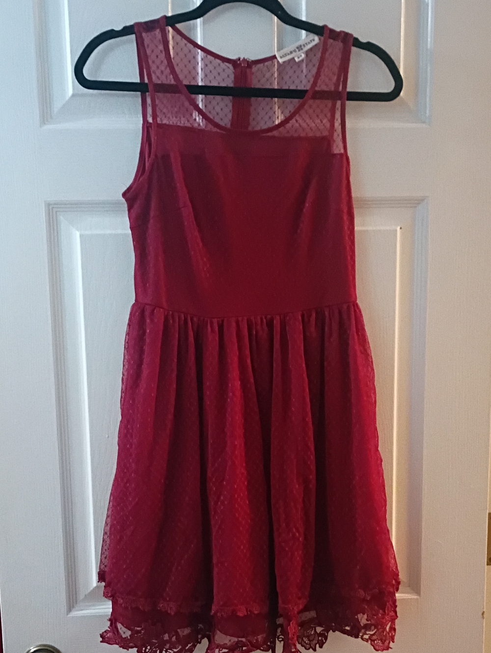 Altar'd State Burgundy Mesh & Lace Party Dress